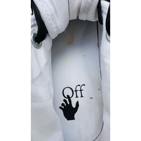 Off-White Men\'s Mid-Top Vulcanized Canvas Sneakers White/Black, Size 40 It main image 12
